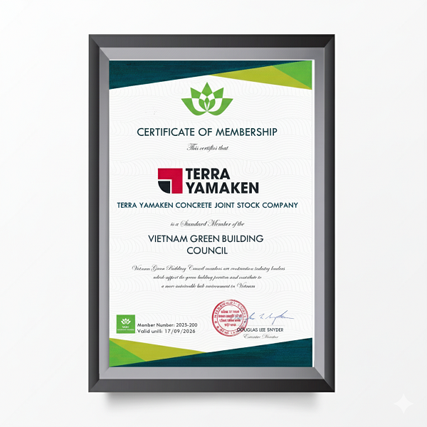TERRA YAMAKEN BECOMES A MEMBER OF THE VIETNAM GREEN BUILDING COUNCIL (VGBC) | Terra Yamaken gia nhập VGBC, khẳng định cam kết phát triển bê tông xanh, nâng cao chất lượng và bảo vệ môi trường.